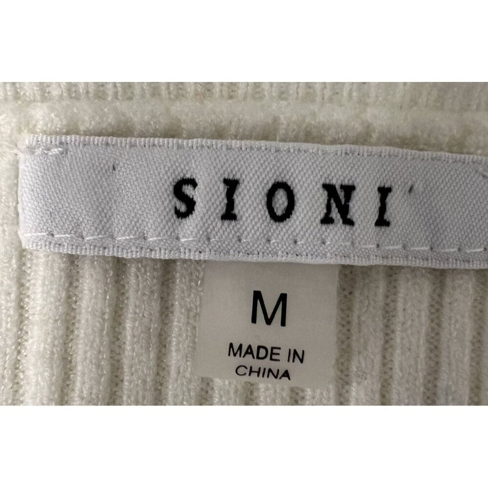 Sioni Womens Medium White Cardigan With Sheer Floral Sleeves Feminine Buttons GU - Picture 4 of 7